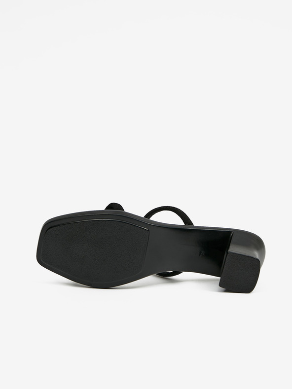 Ojju Schwarze Damen Lederslipper mit Absatz OJJU