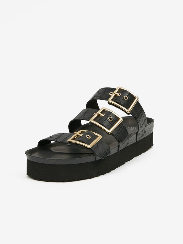 Ojju Schwarze Plateau-Pantoffeln OJJU