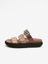 Ojju Lila und beige Damen Plateau-Pantoffeln OJJU