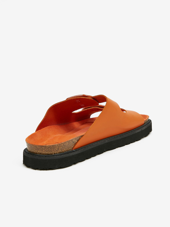 Ojju Orangefarbene Damen-Lederpantoffeln OJJU