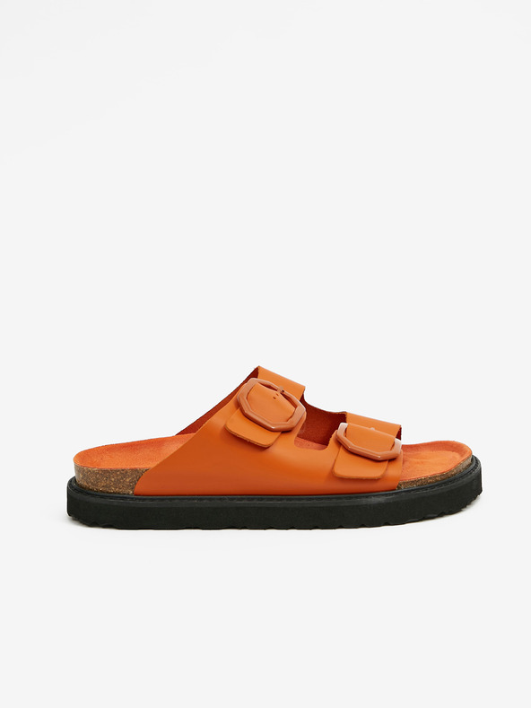 Ojju Orangefarbene Damen-Lederpantoffeln OJJU