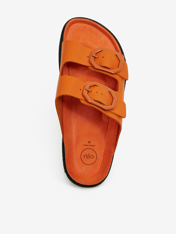 Ojju Orangefarbene Damen-Lederpantoffeln OJJU