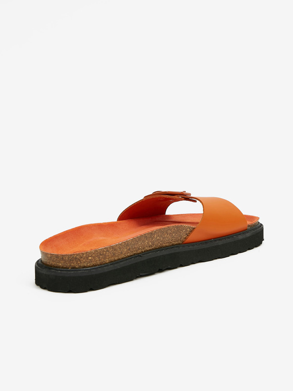 Ojju Orangefarbene Damen-Lederpantoffeln OJJU