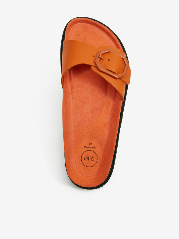 Ojju Orangefarbene Damen-Lederpantoffeln OJJU