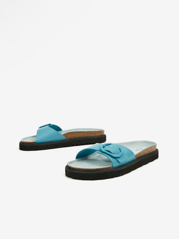 Ojju Türkisfarbene Damen Pantoffeln aus Leder OJJU