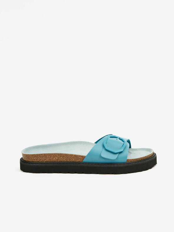 Ojju Türkisfarbene Damen Pantoffeln aus Leder OJJU