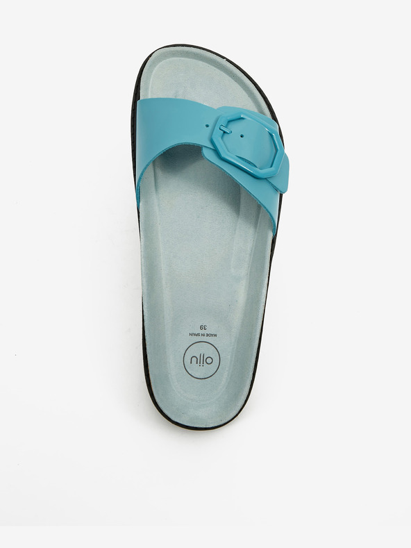 Ojju Türkisfarbene Damen Pantoffeln aus Leder OJJU