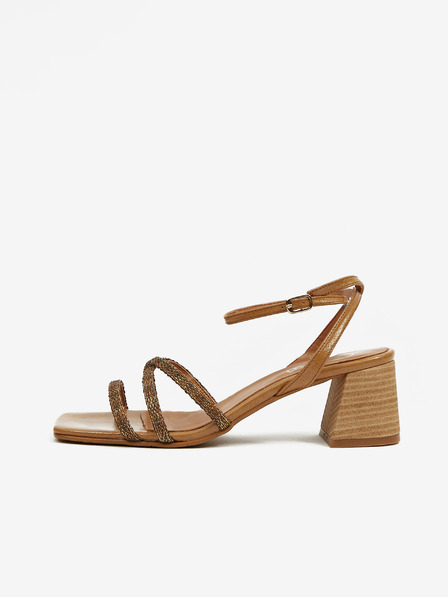 Ojju Braune Damen-Sandalen mit Absatz OJJU