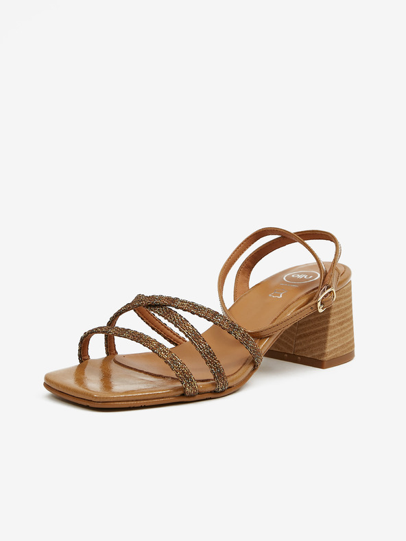 Ojju Braune Damen-Sandalen mit Absatz OJJU