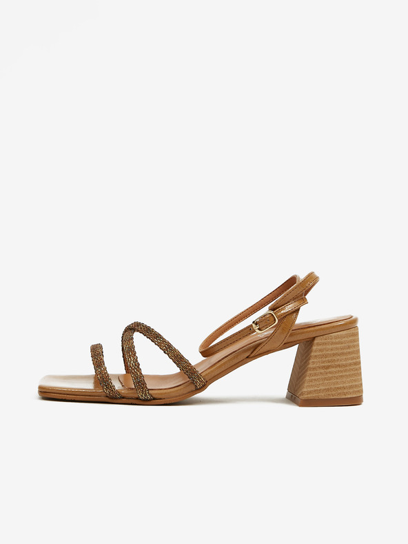 Ojju Braune Damen-Sandalen mit Absatz OJJU