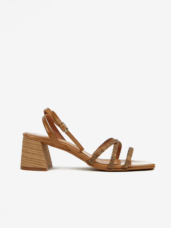 Ojju Braune Damen-Sandalen mit Absatz OJJU