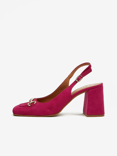 Ojju Dunkelrosa Damen-Wildleder-Sandalen mit Absatz OJJU