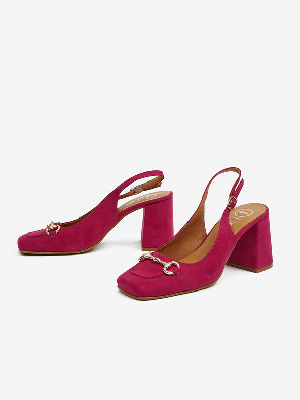 Ojju Dunkelrosa Damen-Wildleder-Sandalen mit Absatz OJJU