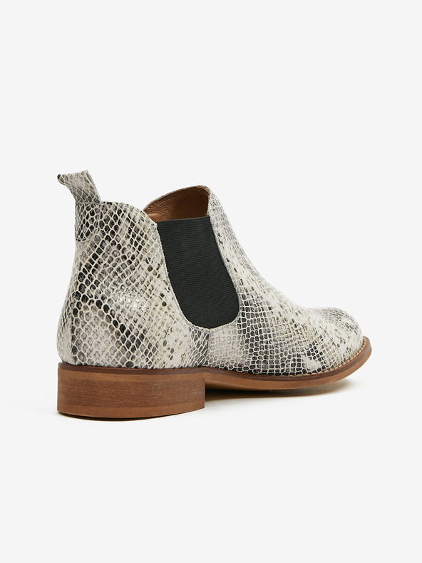 Ojju Weiße Damen Chelsea Boots aus Leder mit Schlangenmuster OJJU