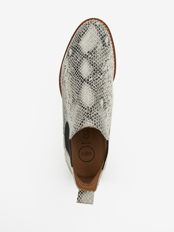 Ojju Weiße Damen Chelsea Boots aus Leder mit Schlangenmuster OJJU