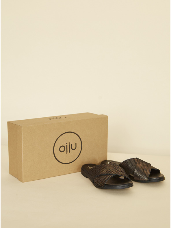 Ojju Schwarze Lederslipper OJJU