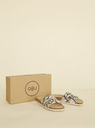 Ojju Beige Damen-Pantoffeln mit Schlangenmuster OJJU