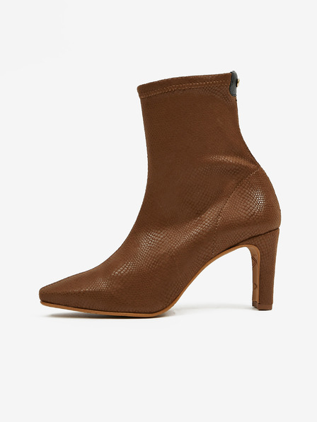 Ojju Braune Wildlederstiefeletten mit Schlangenmuster OJJU