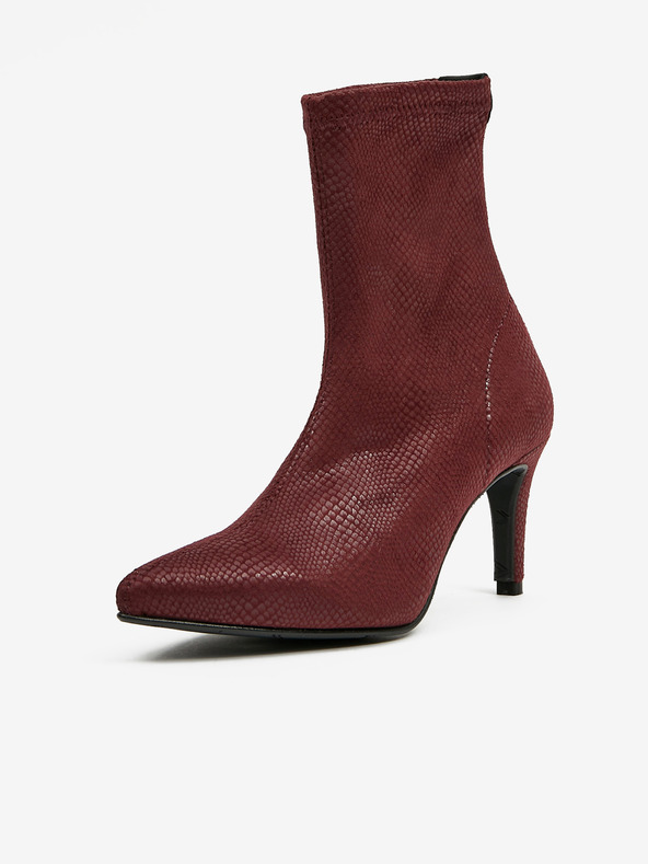 Ojju OJJU burgunderrote Wildlederstiefel mit Schlangenmuster