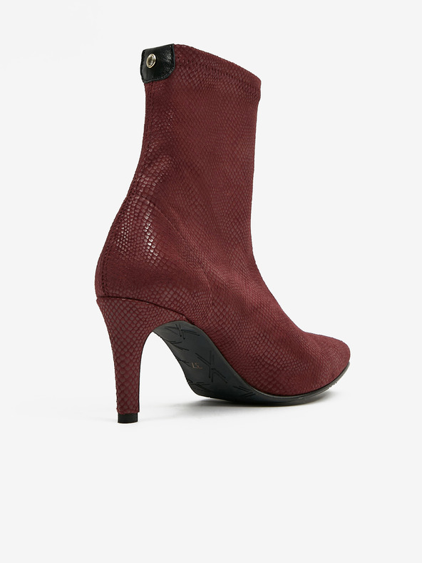 Ojju OJJU burgunderrote Wildlederstiefel mit Schlangenmuster