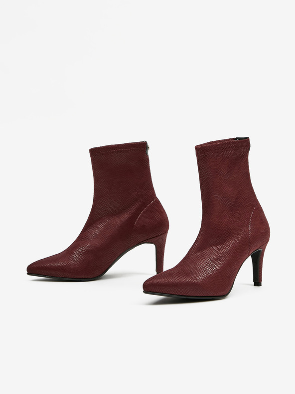 Ojju OJJU burgunderrote Wildlederstiefel mit Schlangenmuster