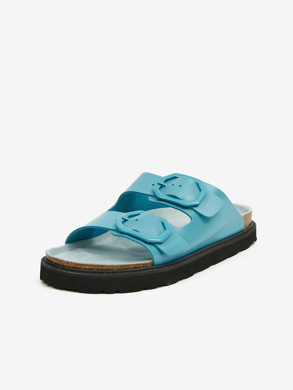 Ojju Türkisfarbene Damen Pantoffeln aus Leder OJJU