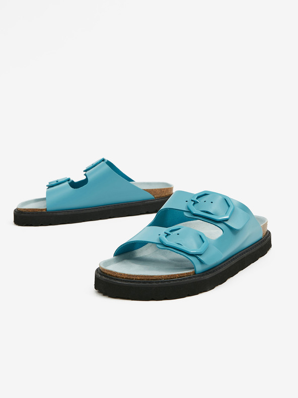 Ojju Türkisfarbene Damen Pantoffeln aus Leder OJJU