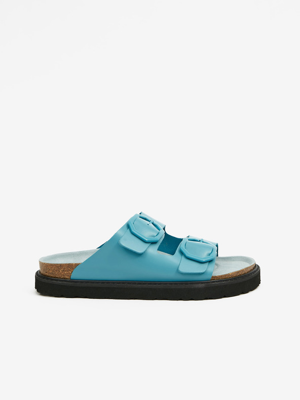 Ojju Türkisfarbene Damen Pantoffeln aus Leder OJJU