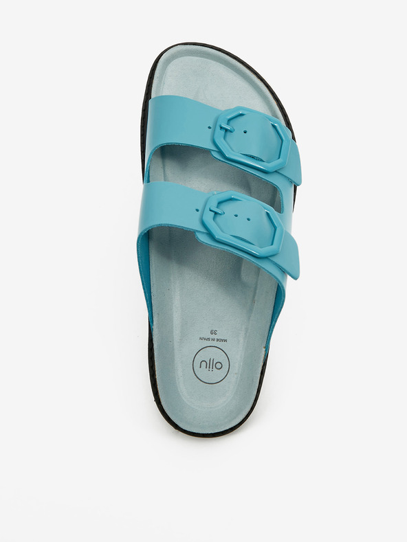 Ojju Türkisfarbene Damen Pantoffeln aus Leder OJJU