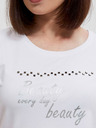Moodo Weißes bedrucktes Damen-T-Shirt Moodo