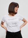 Moodo Weißes bedrucktes Damen-T-Shirt Moodo