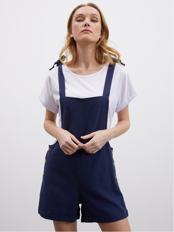 ZOOT.lab Dunkelblaue Damenshorts aus Leinen mit Lack ZOOT.lab Paulina
