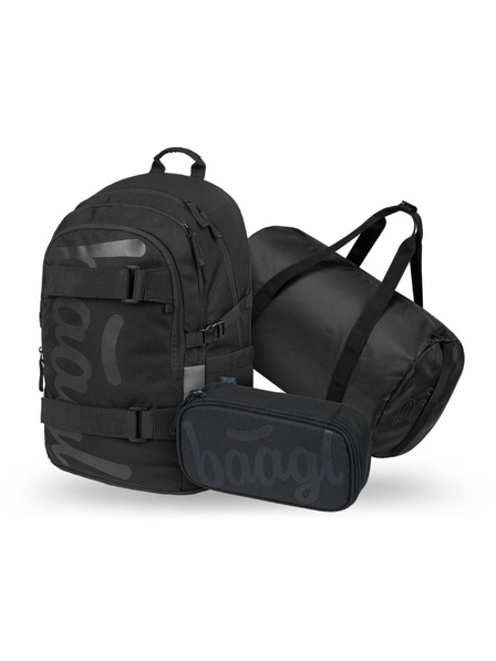 BAAGL  BAAGL SET 3 Skate Uni schwarz: Rucksack, Federmäppchen, Sporttasche