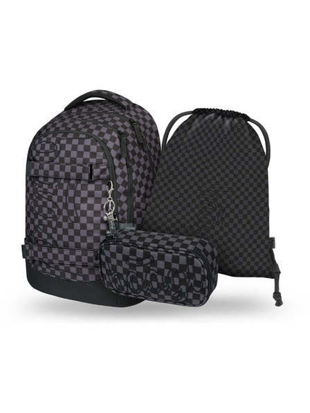 BAAGL  BAAGL SET 3 Skate max SKA grau: Rucksack, Federmäppchen, Beutel