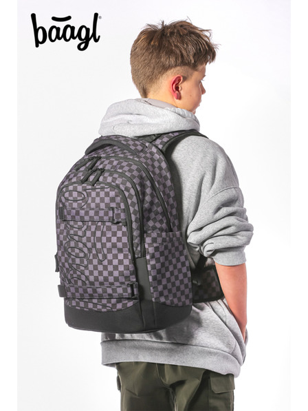 BAAGL  BAAGL SET 3 Skate max SKA grau: Rucksack, Federmäppchen, Beutel