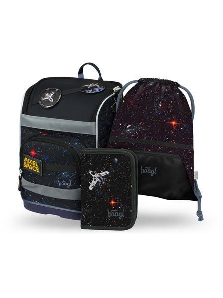 BAAGL  BAAGL SET 3 Zippy plus Pixel Space: Schulranzen, Federmäppchen, Beutel
