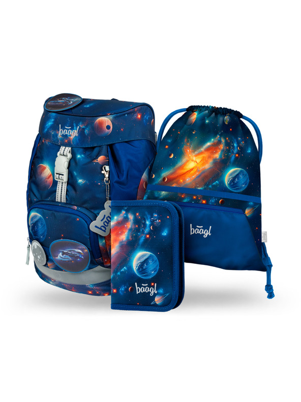 BAAGL  BAAGL SET 3 AIRY Weltraum: Rucksack, Federmäppchen, Beutel