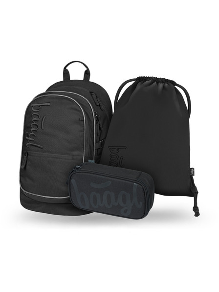 BAAGL  BAAGL SET 3 Core Uni schwarz: Rucksack, Federmäppchen, Beutel
