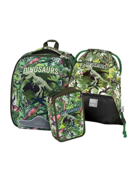 BAAGL  BAAGL 3 SET Shelly Dinosaurs: Schulranzen, Federmäppchen und Beutel