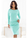 numoco Mint Sweatshirt-Kleid mit langen Ärmeln und Taschen