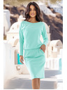 numoco Mint Sweatshirt-Kleid mit langen Ärmeln und Taschen