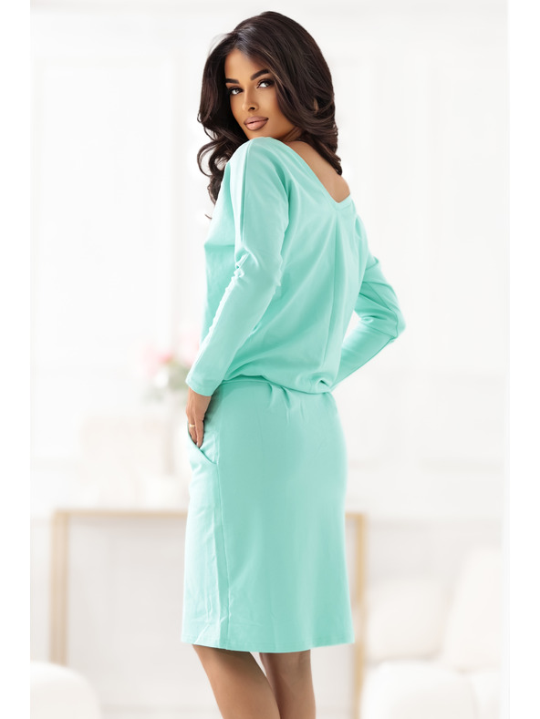 numoco Mint Sweatshirt-Kleid mit langen Ärmeln und Taschen