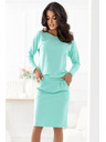 numoco Mint Sweatshirt-Kleid mit langen Ärmeln und Taschen