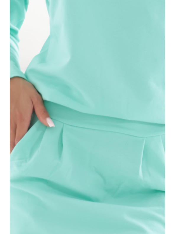 numoco Mint Sweatshirt-Kleid mit langen Ärmeln und Taschen