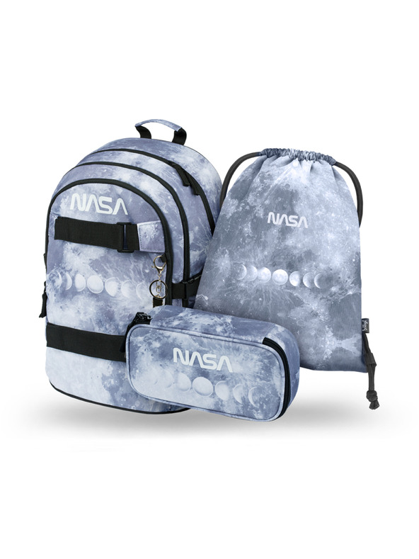 BAAGL  BAAGL 3 SET Skate NASA Grau: Rucksack, Federmäppchen, Beutel