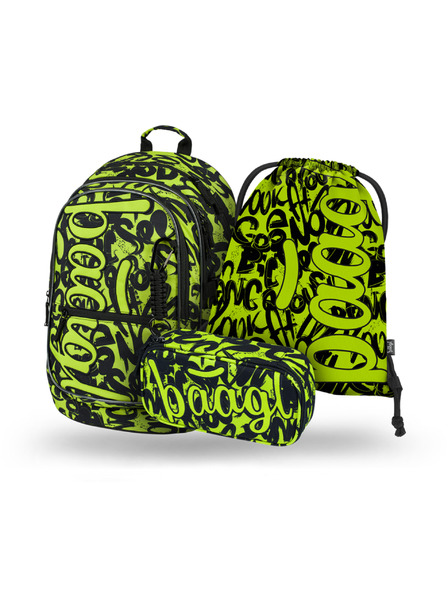 BAAGL  BAAGL 3 SET Core Lime: Rucksack, Federmäppchen, Beutel