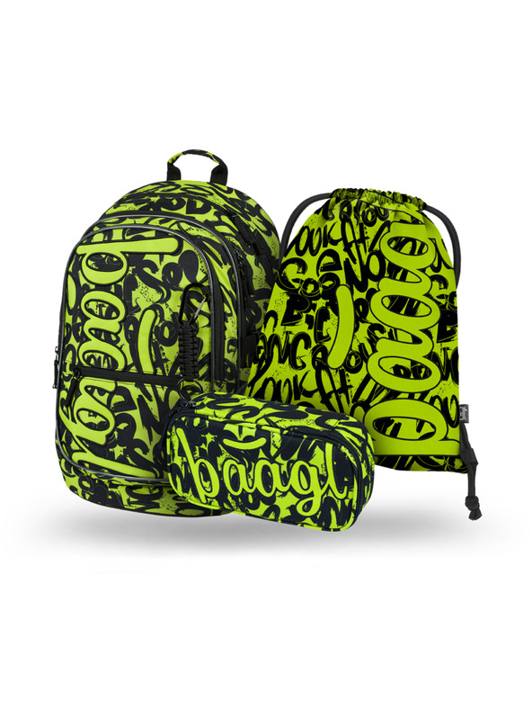BAAGL  BAAGL 3 SET Core Lime: Rucksack, Federmäppchen, Beutel