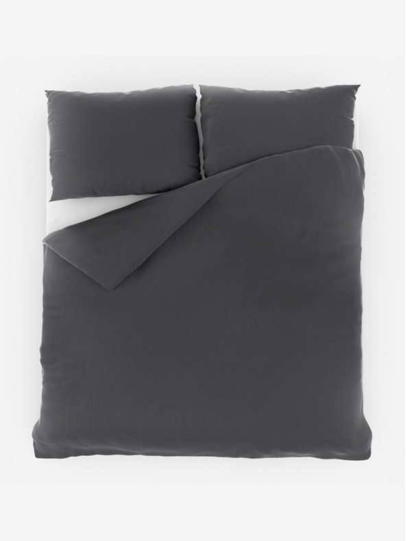 Kvalitex Französische Musselin-Bettwäsche 240x200, 70x90cm dunkelgrau Kvalitex