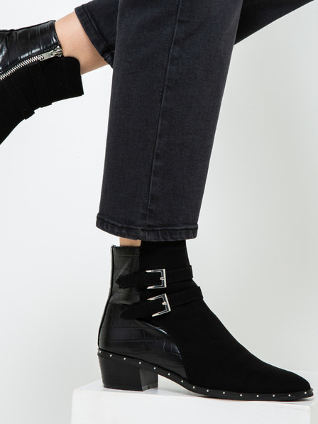 CAMAIEU Schwarze Ankle Boots mit Schnallen CAMAIEU