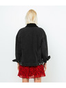 CAMAIEU Schwarze Jeansjacke mit Fellkragen CAMAIEU